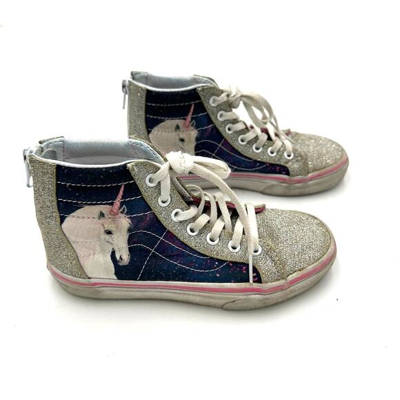 VANS Sk8-Hi Zip Digi Unicorn Girls High Tops, Sz Kids 1 (K1-A) - Picture 1 of 8